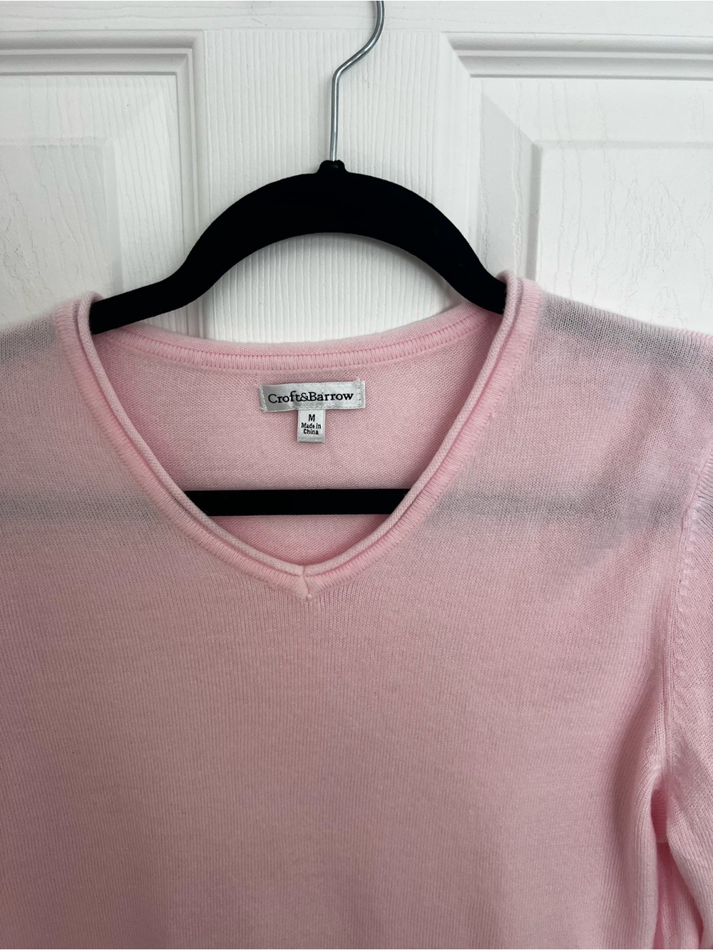 croft & barrow Light Pink V-Neck Women's Sweater - Picture 2 of 8